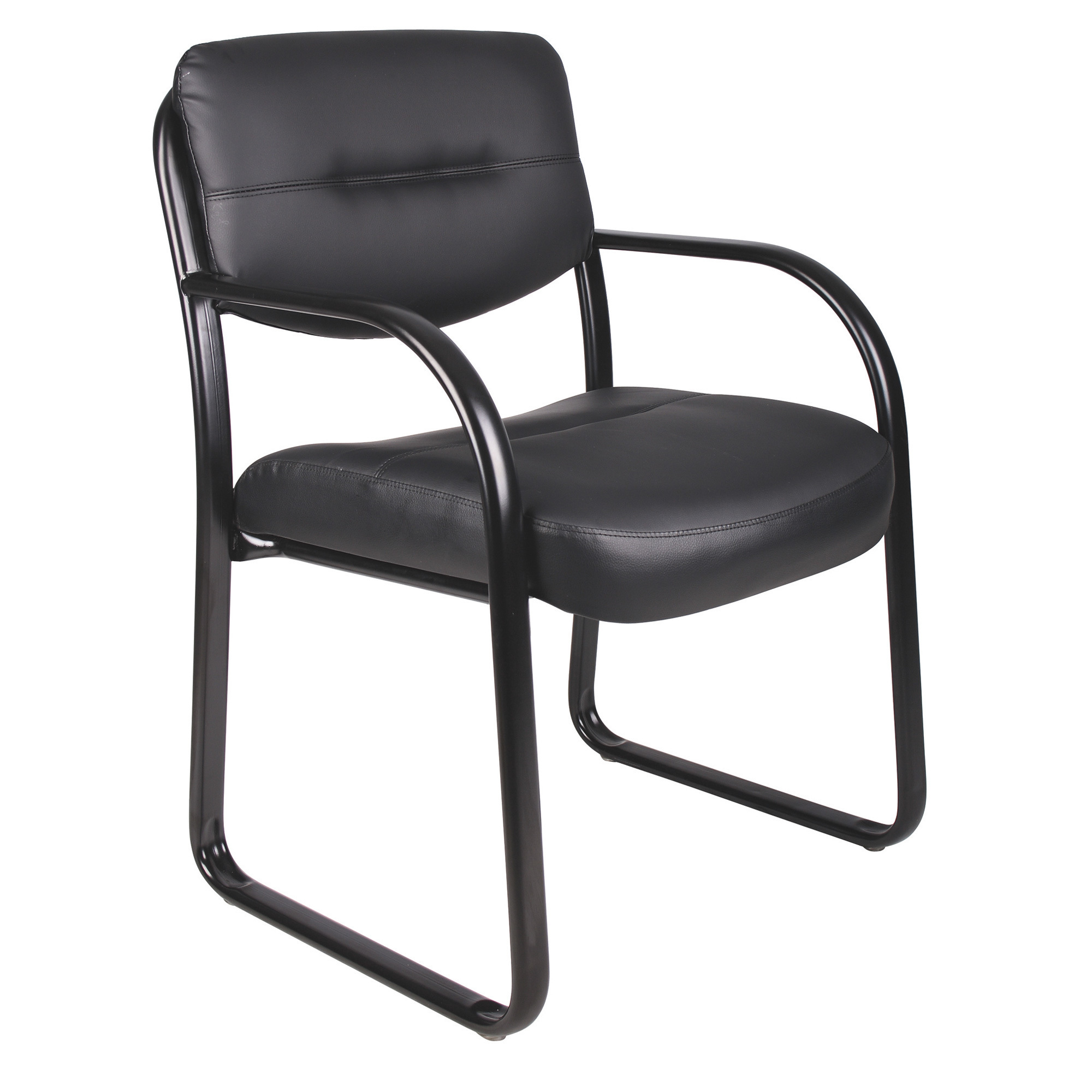 BOSS LeatherPlus Guest Reception Chair, Black, Model# B9529